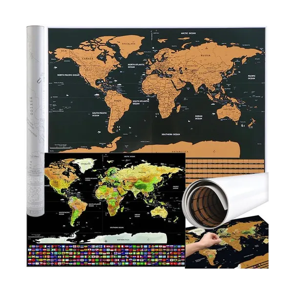 World map scratch card with flags 23443