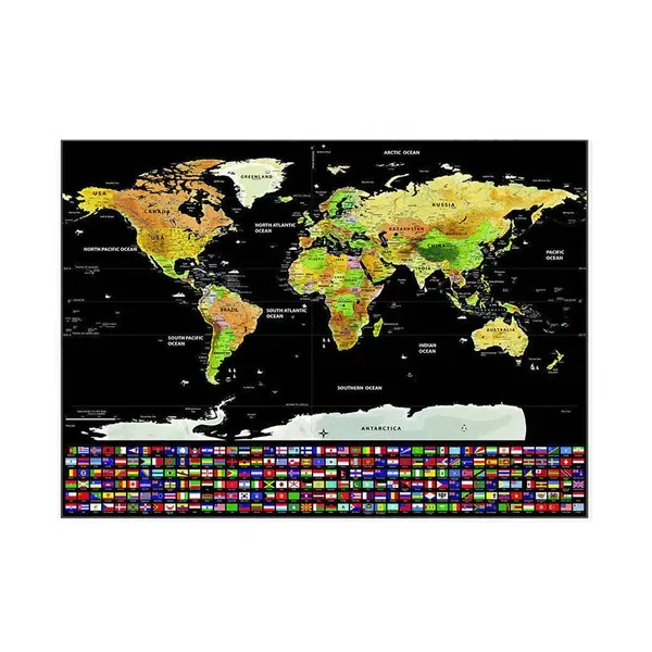 World map scratch card with flags 23443