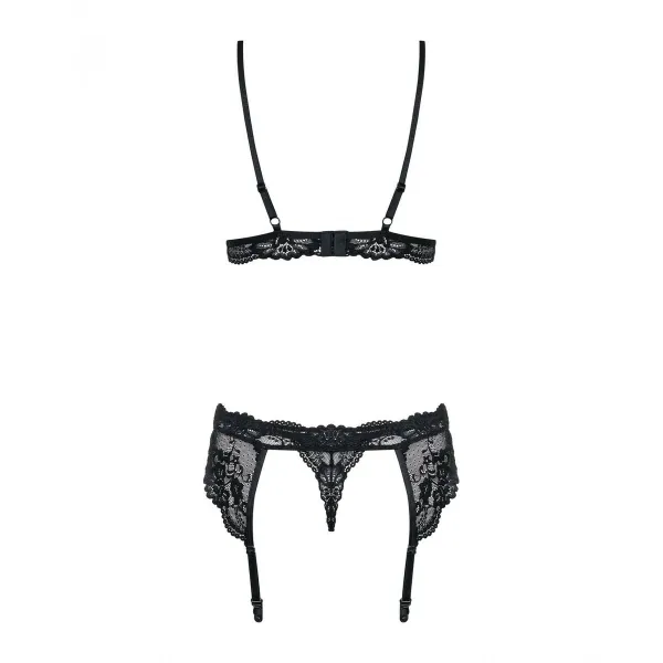 Nėriniuoti apatiniai komplektai Obsessive 810-SEG-1 Juoda L/XL