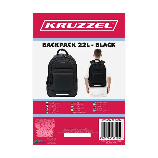 Рюкзак 22л - черный Kruzzel 24524