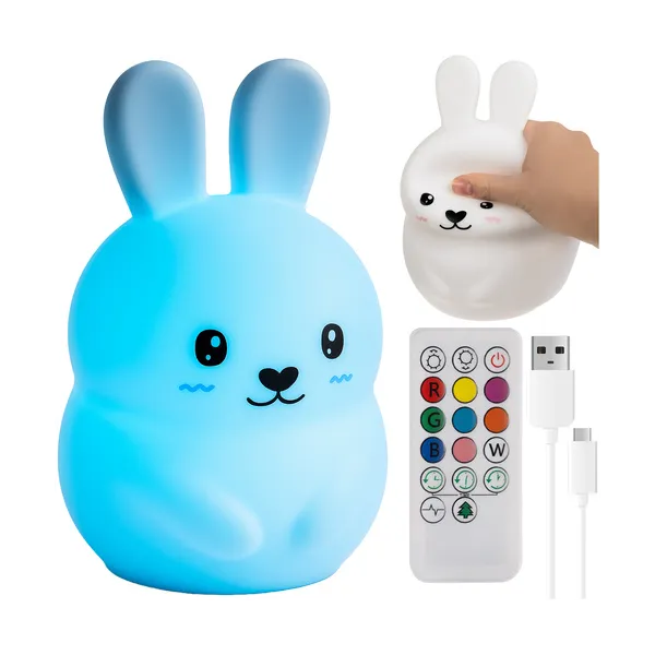 RGB night lamp with remote control - rabbit Izoxis 26204