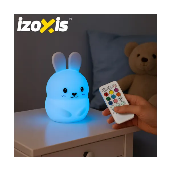 RGB night lamp with remote control - rabbit Izoxis 26204