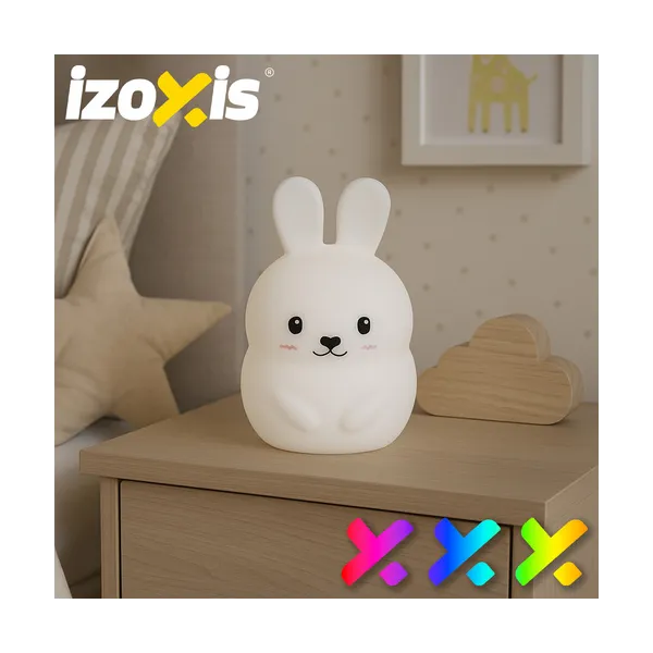 RGB night lamp with remote control - rabbit Izoxis 26204