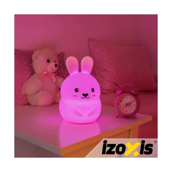 RGB night lamp with remote control - rabbit Izoxis 26204
