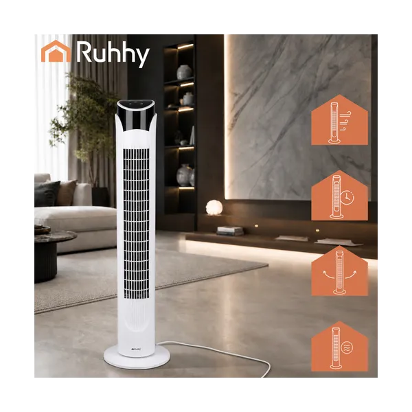 90cm white column fan + Ruhhy remote control