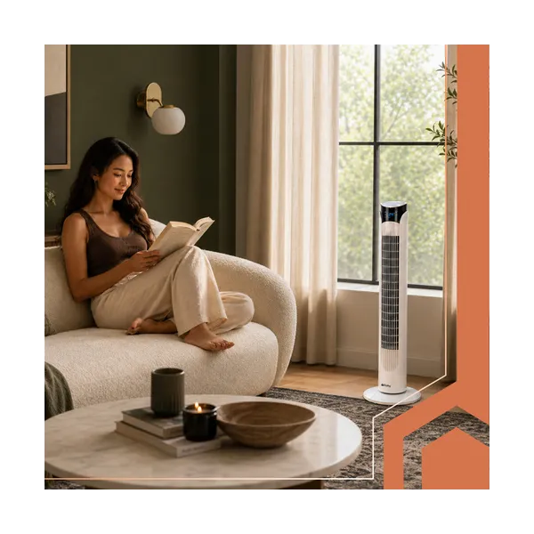 90cm white column fan + Ruhhy remote control