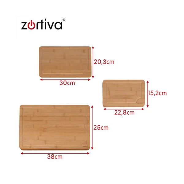 Bamboo chopping board - 3 pcs Zortiva