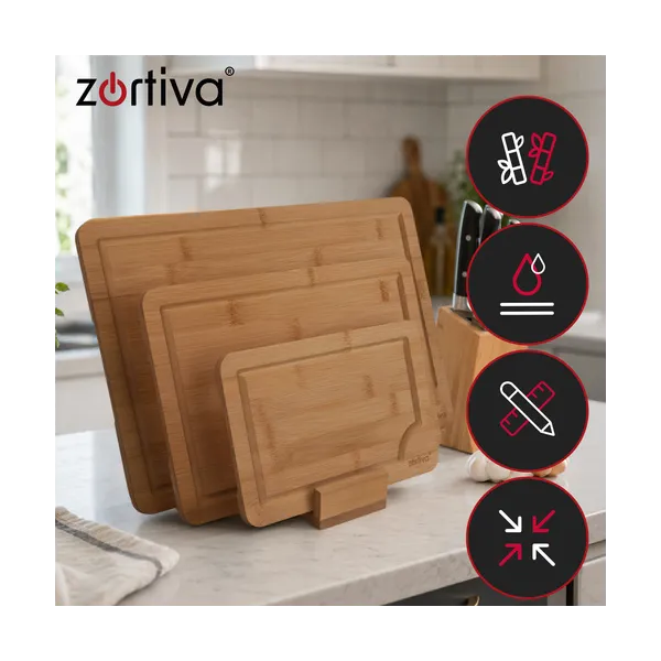 Bamboo chopping board - 3 pcs Zortiva