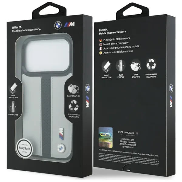 BMW M Perforated Stripe Logo MagSafe - iPhone 17 Pro Case (Gray)