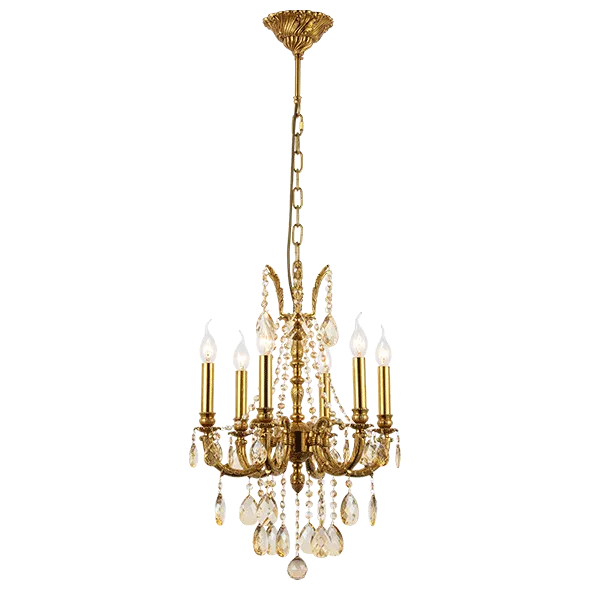 DARIAN CHANDELIER 6XE14 BRASS/CRYSTALS