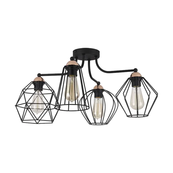 POLLY CHANDELIER 4XE27 BLACK