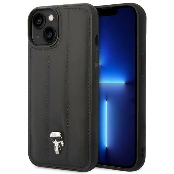 Karl Lagerfeld Quilted Puffy Ikonik Pin  Case iPhone 14 Plus (Black)