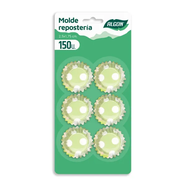 Muffin Tray Algon Green Spots Disposable