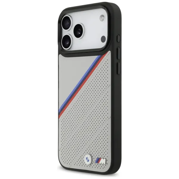 BMW M Tricolor Metal Logo MagSafe - iPhone 17 Pro Max Case (Gray)