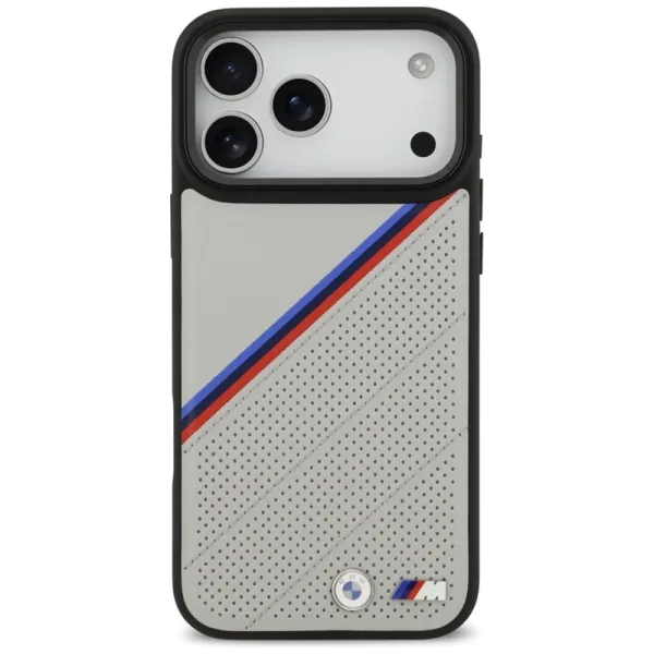 BMW M Tricolor Metal Logo MagSafe - iPhone 17 Pro Max Case (Gray)
