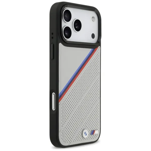 BMW M Tricolor Metal Logo MagSafe - iPhone 17 Pro Max Case (Gray)