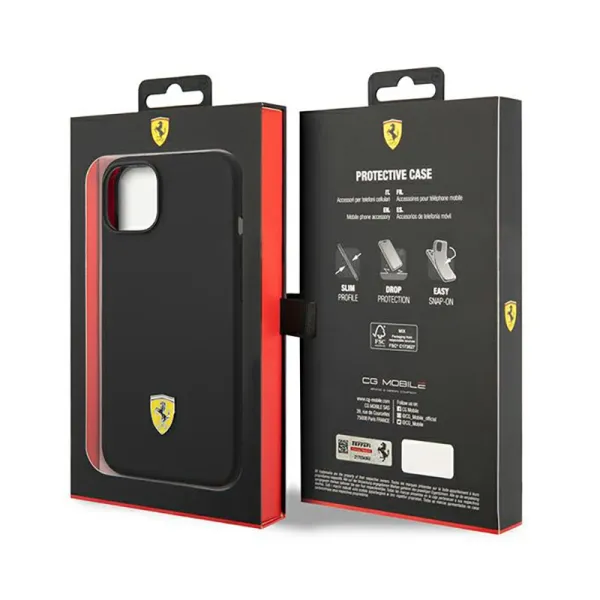 Ferrari Silicone Metal Logo - Case for iPhone 14 Plus (Black)