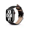 Crong Noble Band - Genuine Leather Strap for Apple Watch 44/45/46/49 mm (Black Noir)