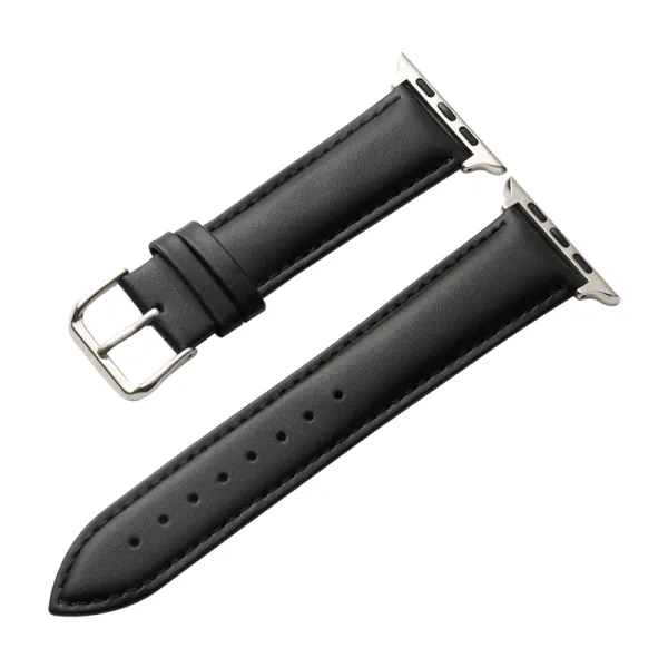Crong Noble Band - Genuine Leather Strap for Apple Watch 44/45/46/49 mm (Black Noir)