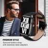 Crong Noble Band - Genuine Leather Strap for Apple Watch 44/45/46/49 mm (Black Noir)