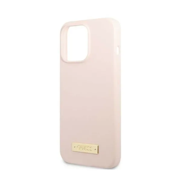 Guess Silicone Logo Plate MagSafe - Case for iPhone 13 Pro Max (Pink)