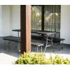 Folding garden table 180cm + 2 benches - black