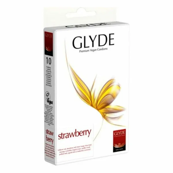 Prezervatyvai Glyde Braškė 18 cm (10 uds)