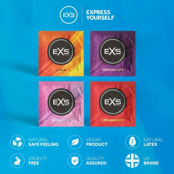Prezervatīvi EXS Mixed Šokolāde Aste Zemenes Košļājamā gumija 12 gb.
