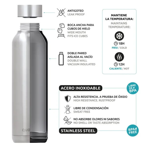 Quokka Solid - Stainless Steel Thermal Bottle 510 ml (White)