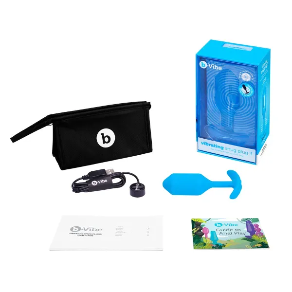 Analinis kištukas B-Vibe Vibrating Snug 3 Mėlyna (3,7 x 13,8 x 1 cm)