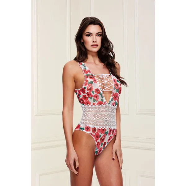 Bodijs Baci Lingerie Floral & Lace Balts Daudzkrāsains S/M