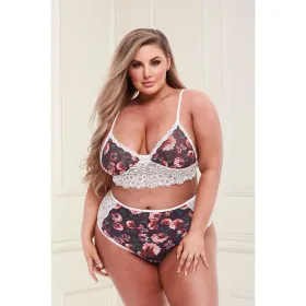 Mežģīņu Apakšveļas Komplekts Baci Lingerie Floral & Lace Pelēks (XL)