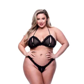 Apatiniai komplektai Baci Lingerie Crotchless G- Juoda 2 Dalys (Queen size)