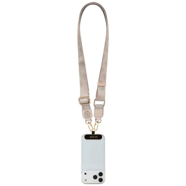 Guess Universal Crossbody Strap 4G Tether Patch Strass Metal Logo - Universal Phone Strap / Lanyard (Pink)