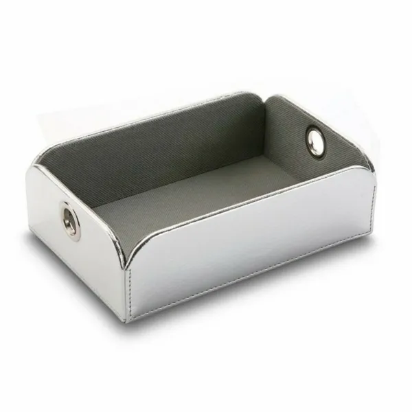 Tарелки для мелочи Versa Серебряный Кожзам Металл (13 x 6,5 x 20 cm)