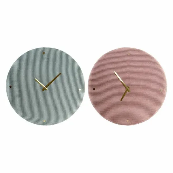Настенное часы DKD Home Decor Зеленый Розовый 40,5 x 5,5 x 40,5 cm (2 штук)