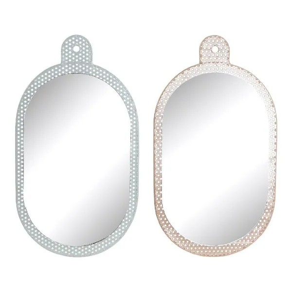 Sienas spogulis DKD Home Decor Balts Rozā 22 x 1,5 x 40 cm (2 gb.)
