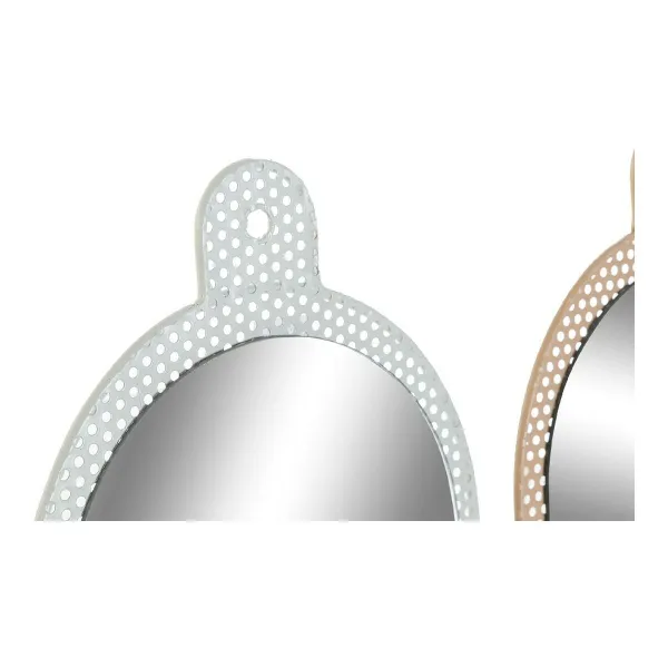 Sienas spogulis DKD Home Decor Balts Rozā 22 x 1,5 x 40 cm (2 gb.)