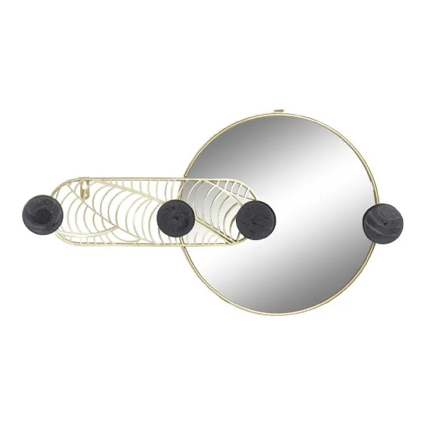 Sieninis veidrodis DKD Home Decor Juoda Auksinis 44 x 7 x 25 cm