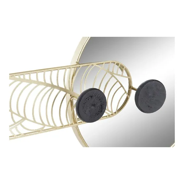 Sieninis veidrodis DKD Home Decor Juoda Auksinis 44 x 7 x 25 cm