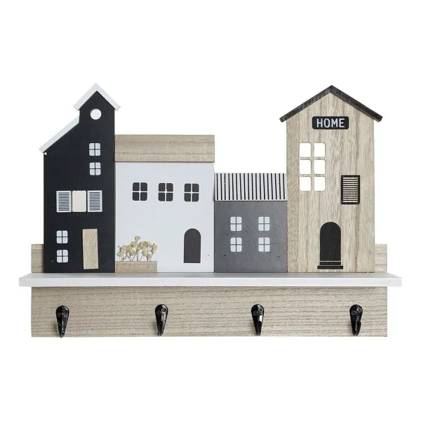 Hyllyt DKD Home Decor Takkiteline 39 x 9 x 27 cm Musta Ruskea Valkoinen Puu MDF