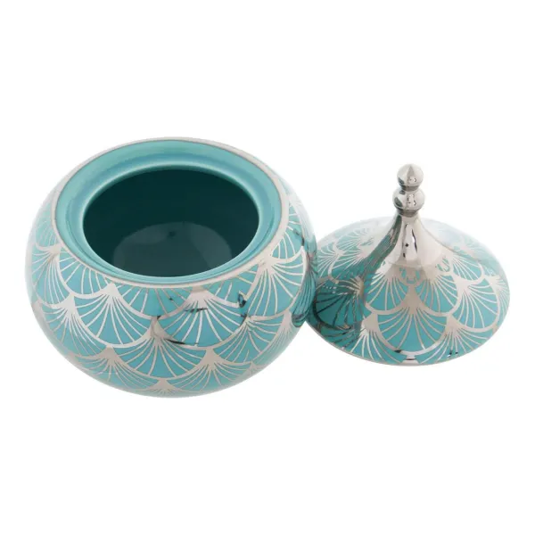 Lādīte DKD Home Decor Porcelāns Tirkīzs 14 x 14 x 17 cm