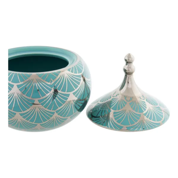 Lādīte DKD Home Decor Porcelāns Tirkīzs 14 x 14 x 17 cm
