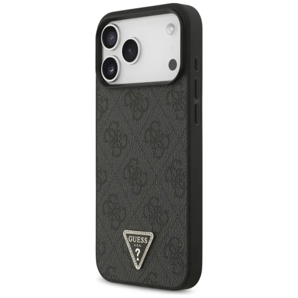 Guess Leather 4G Triangle Strass MagSafe - Case iPhone 17 Pro Max (Black)