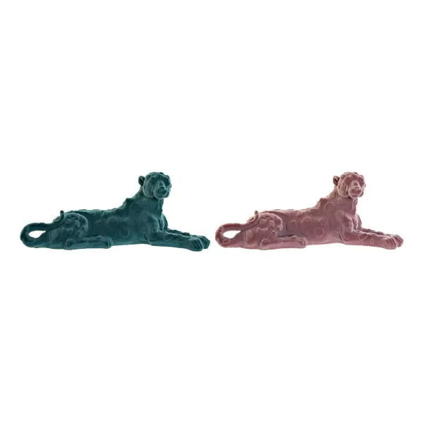 Dekoratīvās figūriņas DKD Home Decor Zaļš Rozā Lauva 26,5 x 9 x 11 cm (2 gb.) (2 Daudzums)