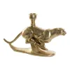 Candle Holder DKD Home Decor Golden Resin Aluminium Leopard Tropical Candle Holder 25 x 6 x 14 cm