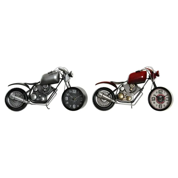 Настольные часы DKD Home Decor Sarkans Pelēks Motocikls Anglija Vintage (2 gb.) (2 Daudzums)
