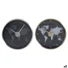 Sienas pulkstenis DKD Home Decor Melns Bronza Sudrabains Alumīnijs Stikls Pasaules Karte 30 x 4,3 x 30 cm (2 gb.)