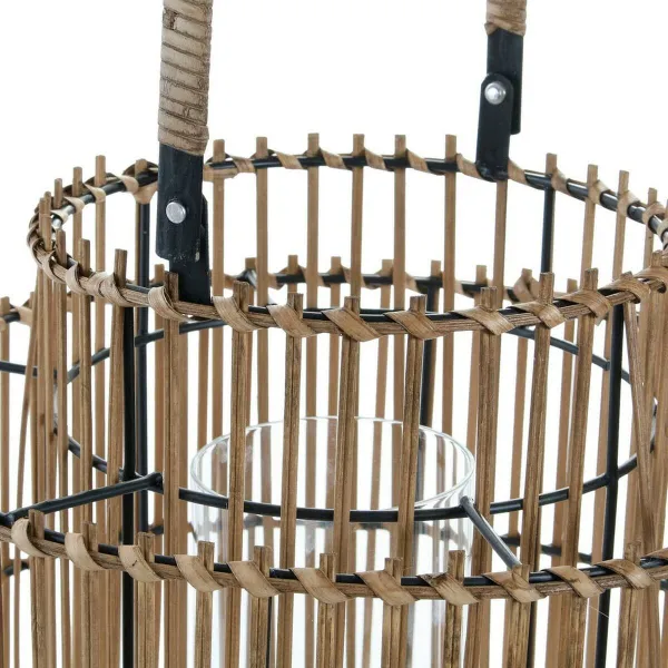Candleholder DKD Home Decor Natural Metal Bamboo 30 x 30 x 32 cm