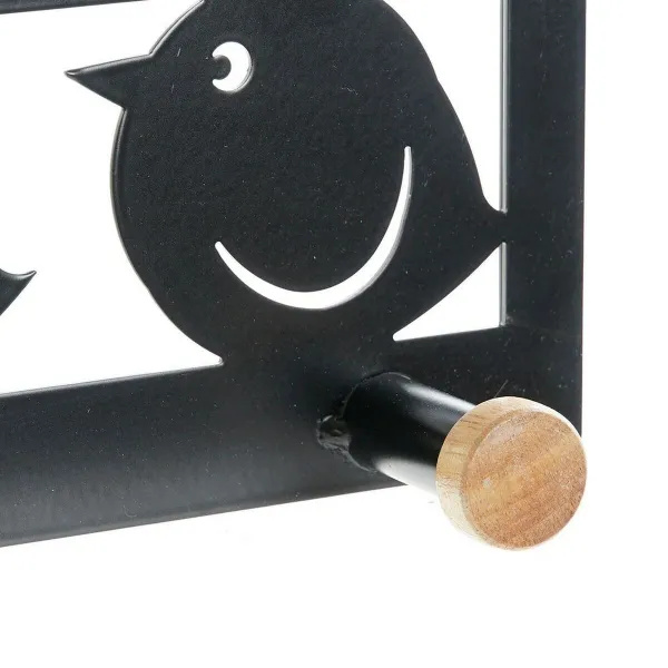 Paltų kabykla pritvirtinama prie durų DKD Home Decor 8424001835553 Paukščiai Balta Juoda Metalinis Medžio MDF 28,5 x 9,5 x 16 cm